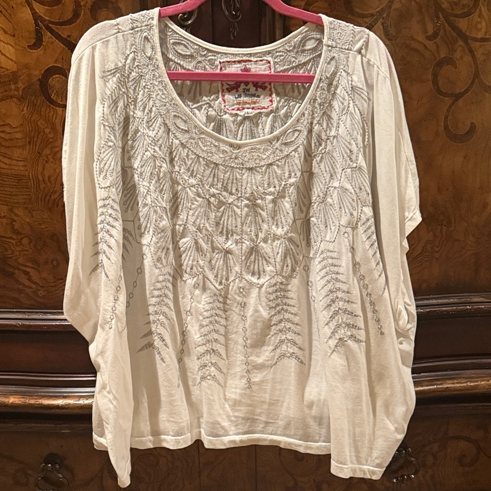 Johnny Was Embroidered White Women's Top